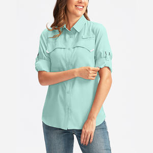 Chemise de pêche décontractée pour femme à manches courtes, de haute qualité, OEM/ODM, en tissu respirant, protection solaire, boutonnée - Product Image 2