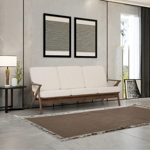 Sofá Contemporáneo Tapizado de 3 Plazas, Madera Sólida, Escultural, con Reposabrazos en Forma de Z de Nogal, Cómodo para la Vida Residencial Moderna - Product Image 1