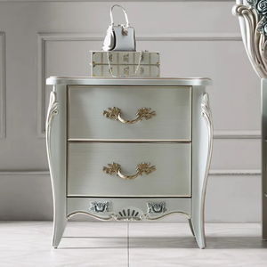 Ensemble de chambre à coucher de luxe en bois d'acajou bleu roi, style antique européen, lit, tables de chevet, repose-pieds, pour hôtel ou villa - Product Image 6