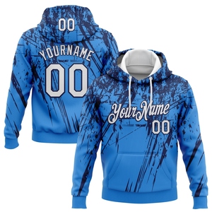Sweat-shirt à capuche sportif OMMIZ INDUSTRY personnalisé, bleu poudré, blanc-marine, motif 3D Splash Grunge Art, vente en gros - Product Image 1