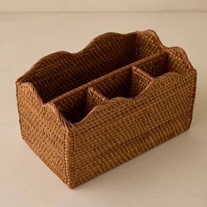 Cesta de mimbre artesanal festoneada para utensilios, soporte vintage para cucharas y cubiertos de cocina, cesta de almacenamiento para herramientas, organizador de botellas de vino para mostrador. - Product Image 1