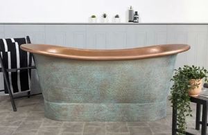 Bañera Ovalada de Cobre Independiente, Bañera de Metal para Baño en Casa o Spa - Product Image 2