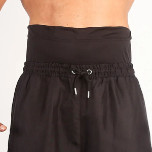 Men's Black High Waist Drawstring Bermuda Shorts Quick Dry Polyester Casual Style Solid Color Woven Fabric - Product Image 4
