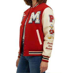 แจ็คเก็ตเบสบอลแบบ Letterman สีน้ำตาลขาวสั่งทำพิเศษสำหรับผู้ชายและผู้หญิง หนังแท้ ป้องกันรังสียูวี กันน้ำ กันลม เป็นมิตรกับสิ่งแวดล้อม - Product Image 5