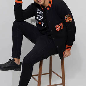 Veste universitaire d'hiver tendance pour hommes - Veste en laine imperméable et coupe-vent à col montant personnalisé, couleur unie - Product Image 4