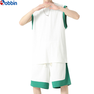 BOBBIN INDUSTRIES Best Manufacturer Hot Custom Men's Summer Casual Sleeveless Cotton Solid Color Plus Size Men's Tank Tops Sets - Product Image 2