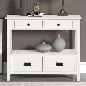 Mesa Consola de Madera de Pino Estilo Rústico de 36 Pulgadas con 4 Cajones y 1 Estante de Almacenamiento para Entrada, Sala de Estar o Dormitorio - Product Image 2