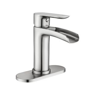 Rubinetto Monocomando a Cascata per Bagno, 1-3 Fori, con Piastra di Fissaggio Solida e Troppopieno, per Lavabo - Product Image 2