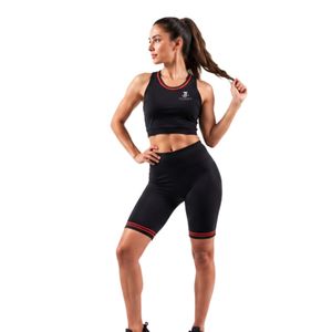 Conjunto Deportivo de Dos Piezas Negro para Mujer – Top Corto sin Mangas y Pantalones Cortos de Cintura Alta - Product Image 4
