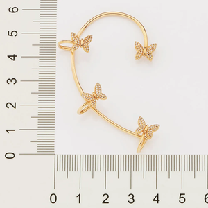 Butterfly <b>Stud</b> <b>Earrings</b> Gold Plated <b>Crystal</b> Rhinestone Pave Setting Women's Fashion Party Jewelry Romantic Style - Product Image 3
