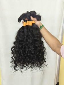 ผมแท้แบบอินเดีย ลอนคลาย ขนาด 18 นิ้ว แบบ Single Drawn Remy พร้อมแผ่นปิดผมแบบ 4x4 Lace Closure HD Transparent Lace สำหรับถักเปียแบบ Bulk Braiding  แบบ Double Weft - Product Image 6