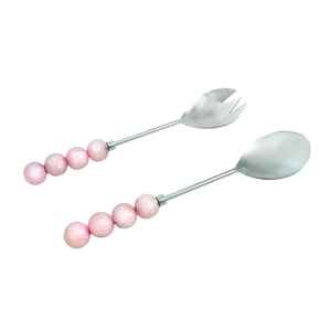 Ensemble de serveurs à salade en acier inoxydable écologique avec poignée à motif de perles roses, nouveau design, compatible lave-vaisselle, pour la maison et les restaurants - Product Image 5