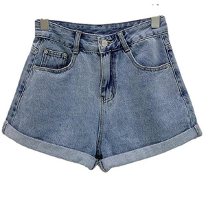 Shorts en jean taille haute pour femmes, design personnalisé, couleur unie, style décontracté et sexy pour la saison printanière, shorts légers délavés - Product Image 6