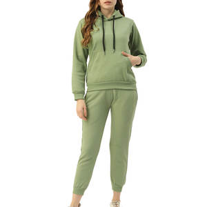 Легкие женские спортивные костюмы OEM-производства, стандартный крой, 100% хлопок, зимние, однотонные, повседневные, комплект из 2 предметов, экологичные, дышащие - Product Image 1