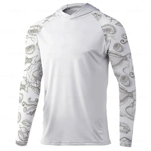 Camiseta de Protección Solar con Capucha y Manga Larga para Hombre, Estampado Completo de Pulpo y Rayo, Protección UV, Camiseta de Natación de Verano, Poliéster - Product Image 6