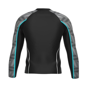<b>Men's</b> Long Sleeve Rash Guard <b>Black</b> Gray Blue Geometric Print Quick Dry Spandex Polyester Swim Shirt Full Sleeve Adult - Product Image 2