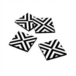 Wooden Coaster Set <b>Round</b> Checkered Design Heat Resistant <b>Mats</b> & Pads 4 pcs Modern Style Table Accessory - Product Image 2