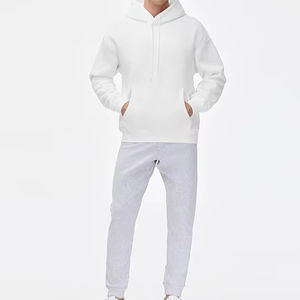 Conjunto de Sudadera con Capucha y Pantalones Deportivos para Hombre, Talla Grande, Color Negro, 2 Piezas, Tejido Grueso, Teñido, de Secado Rápido, para Invierno, Estilo Global - Product Image 1