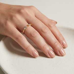 Anillo de Boda Abierto Minimalista para Mujer, Oro Sólido de 10K, 14K, 18K, Corte Baguette, Anillo Apilable Delicado, Joyería Fina con Diamantes Cultivados en Laboratorio - Product Image 5