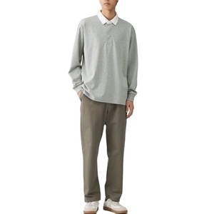 Polo pour homme personnalisé 100% coton, respirant, sport, pas cher, ample, lourd, manches longues, uni, tricoté, anti-boulochage, boutonné, décontracté - Product Image 5