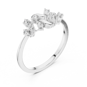 Bague en or jaune avec diamants en grappe et ruban organique - Product Image 3