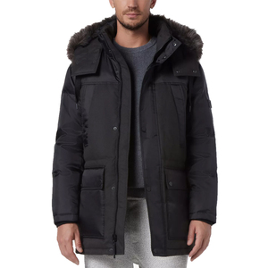 Parka matelassée imperméable longue tendance pour homme, noire, en toile, grande taille, pour l'hiver et les activités de plein air - Product Image 1