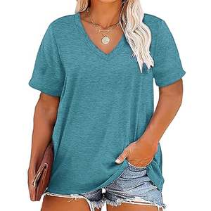 T-shirt pour femme à épaules tombantes surdimensionné avec logo personnalisé de marque OEM, imprimé graphique, qualité supérieure, 100% coton, 180 GSM, pour l'été - Product Image 3