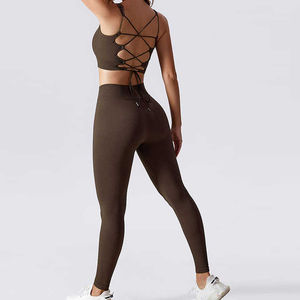 Ensemble de yoga pour femmes, leggings taille haute, soutien-gorge de sport, ensemble de yoga sans couture, tenue de sport confortable pour la salle de sport, ensemble de yoga fitness - Product Image 2