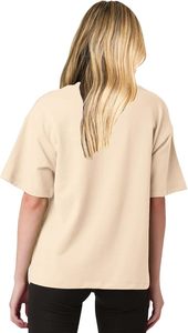 T-shirt femme en coton et élasthanne 190g, coupe oversize, respirant, manches courtes, détails rivets, tendance, marque branchée, vêtement décontracté pour l'été - Product Image 2