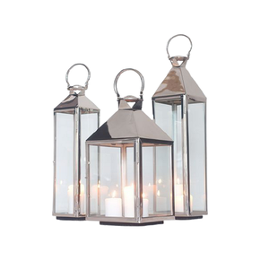 Stainless Steel And Glass Hanging <b>Lantern</b> <b>Set</b> Of Three Different Size Decorative <b>Lantern</b> For Wedding Decor Accessories - Product Image 1