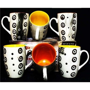 Juego de Tazas de Leche de Cerámica con Diseño Clásico de Espirales, Hecho en India - Product Image 2