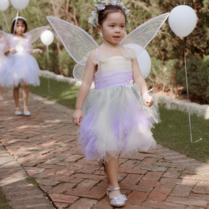 Robe en tulle sans manches, longueur genou, pour filles, lavande blanche avec fleurs perlées multicouches, couleurs mélangées - Product Image 6