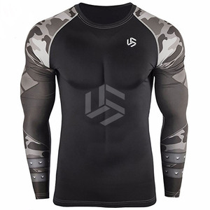 High Quality <b>Men's</b> <b>Compression</b> <b>Shirts</b> Custom Made with Knitted Fabric Breathable Anti-UV Quick Dry Best Selling OEM Service - Product Image 1