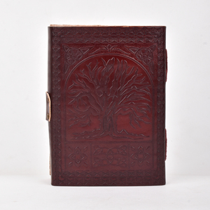 <b>A5</b> Vintage Embossed Tree of Life <b>Diary</b> Notebook 100 Pages Lock Journal Burgundy Leather Look Premium Durable Handmade Stationery - Product Image 3
