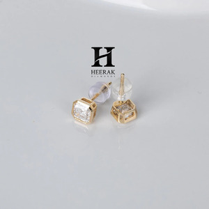 Luxury 18K Gold S925 Sterling Silver Square Radiant Cut Zirconia <b>Stud</b> Earrings for Women - Minimalist Geometric Jewelry - Product Image 6