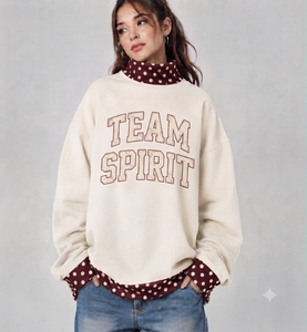 Custom Oversized <b>Mock</b> <b>Neck</b> Hoodie Women Casual Varsity Letter MAMA Sweatshirt Premium Fleece Drop Shoulder Pullover <b>Tops</b> - Product Image 2
