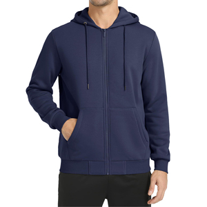 Sweat à capuche zippé en molleton de coton coupe droite pour homme, avec poches avant, qualité supérieure, prix abordable, idéal pour l'automne - Product Image 1