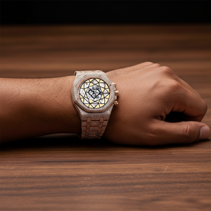 Custom Iced Out Rose Gold Plated Luxury Men's Analog Quartz <b>Watch</b> <b>Case</b> Stainless Steel Band Sapphire Crystal Dial Lab <b>Watch</b> - Product Image 5