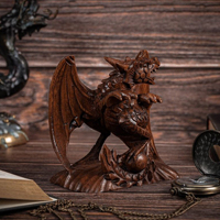 Statue de dragon sculptée décorative en gros, sculpture de dragon en bois, artisanat de décoration intérieure, ornement de dragon artisanal de qualité supérieure