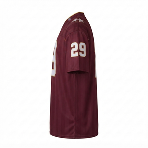 Custom Maroon Football Jersey Wholesale <b>Athletic</b> Team Uniform Striped Training Top Sportswear Manufacturer Short Sleeve 100% - Product Image 2