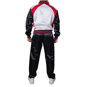 Chándal de hombre de alta calidad, 100% nailon, satinado brillante, con bloques de color, logotipo impreso personalizado, estilo streetwear de 3 tonos. - Product Image 5