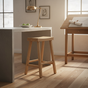 Taburete Alto de Barra, Redondo, de Madera de Caucho Sólida, Moderno, Minimalista, Mueble para el Hogar, Duradero y Ligero - Product Image 6