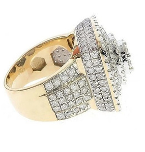Handmade Hip Hop Engagement Wedding <b>Ring</b> <b>CZ</b>/Moissanite Diamond 925 Sterling Silver Rhodium Plated Cluster Design Prong Setting - Product Image 4