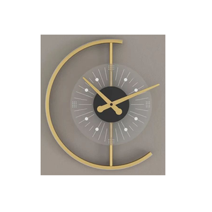 Modern Round Iron & Acrylic <b>Digital</b> Wall <b>Clock</b> Abstract Geometric Pattern Gold Hands Silent Operation Living Room Home Decor - Product Image 1