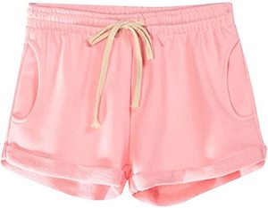 Shorts pour femmes à taille haute avec cordon de serrage, 100% coton, avec poches, grande taille, confortables, respirants, écologiques, séchage rapide - Product Image 3