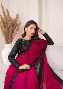 Sari de organza más vendido para fiestas, festivales y bodas - Sari de lujo con bordado elaborado y sin arrugas, listo para usar - Product Image 5