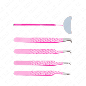 Juego de Pinzas para Extensión de Pestañas de Acero Inoxidable Rosa al por Mayor con Puntas de Fibra, Logotipo Personalizado, Herramientas para Pestañas de Volumen para Profesionales - Product Image 6