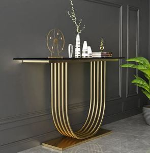 LINEA Metal Gold <b>Console</b> <b>Table</b> With Black Marble top Modern <b>Console</b> <b>Table</b> Gold <b>Console</b> <b>Table</b> - Product Image 2