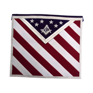 Delantal de Masón Maestro de la Logia Azul con Rayas Rojas y Blancas, Regalia Ceremonial Masónica - Product Image 1