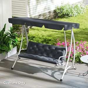 Grigio scuro Tufted 3 posti cuscino da esterno panca per Patio panche sedia a dondolo divano - Product Image 2
